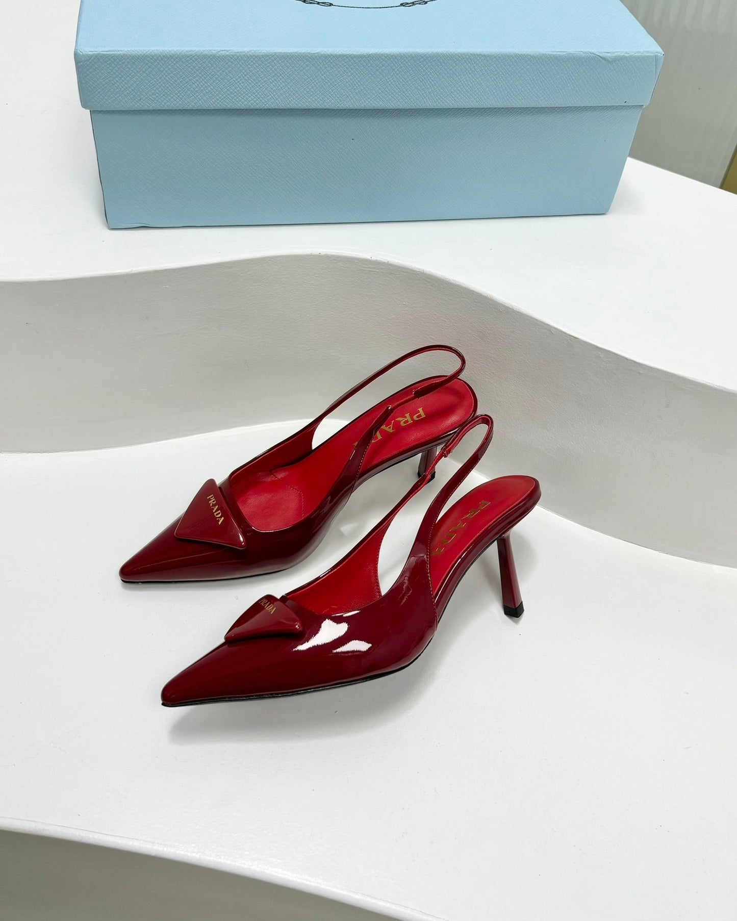 PRA PATENT LEATHER SLINGBACK PUMPS 75 CHERRY