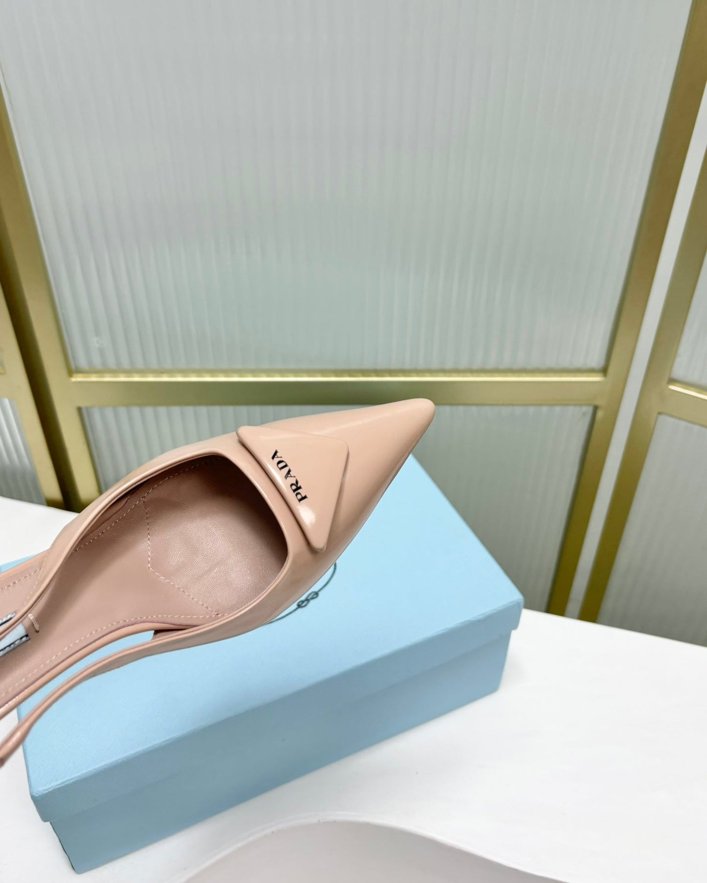 PRA PATENT LEATHER SLINGBACK PUMPS 75 PINK NUDE