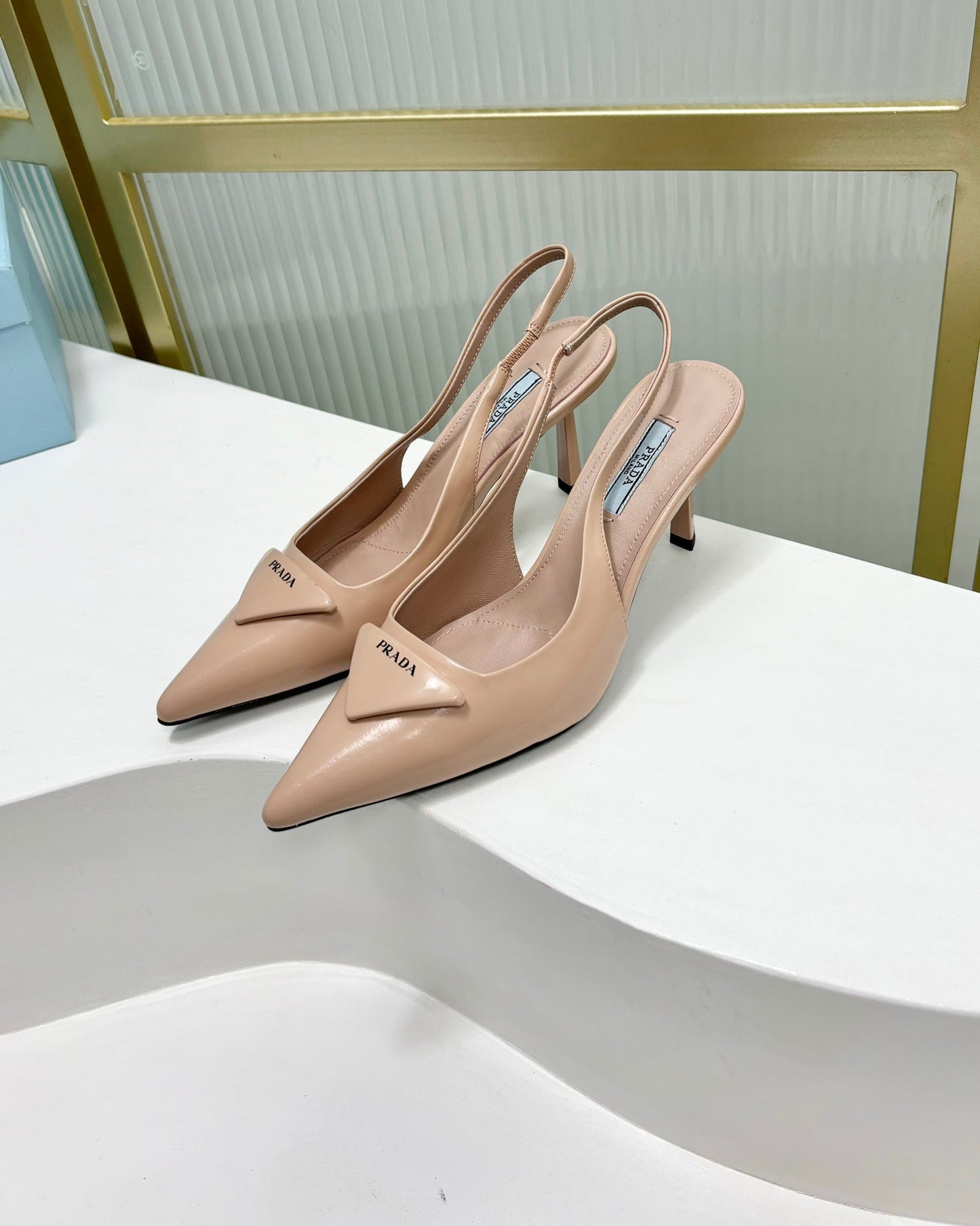 PRA PATENT LEATHER SLINGBACK PUMPS 75 PINK NUDE