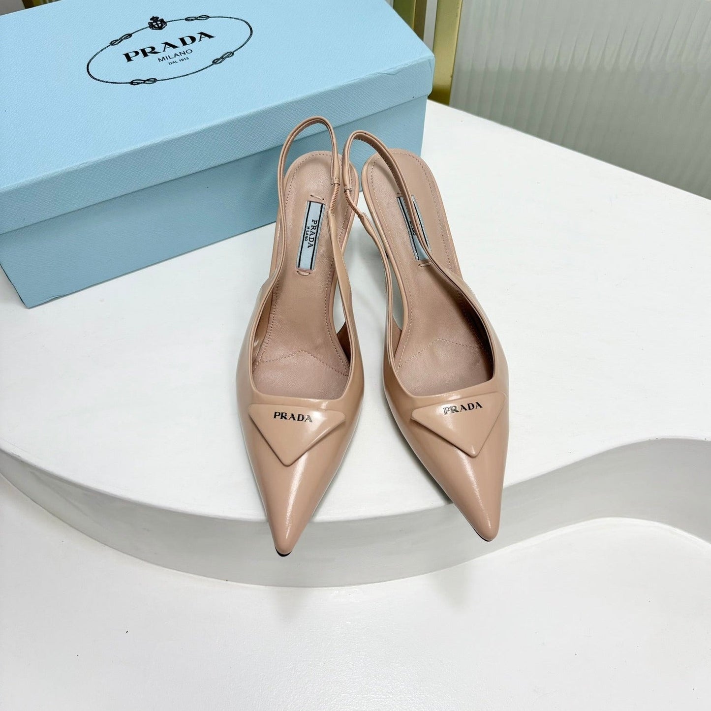 PRA PATENT LEATHER SLINGBACK PUMPS 75 PINK NUDE