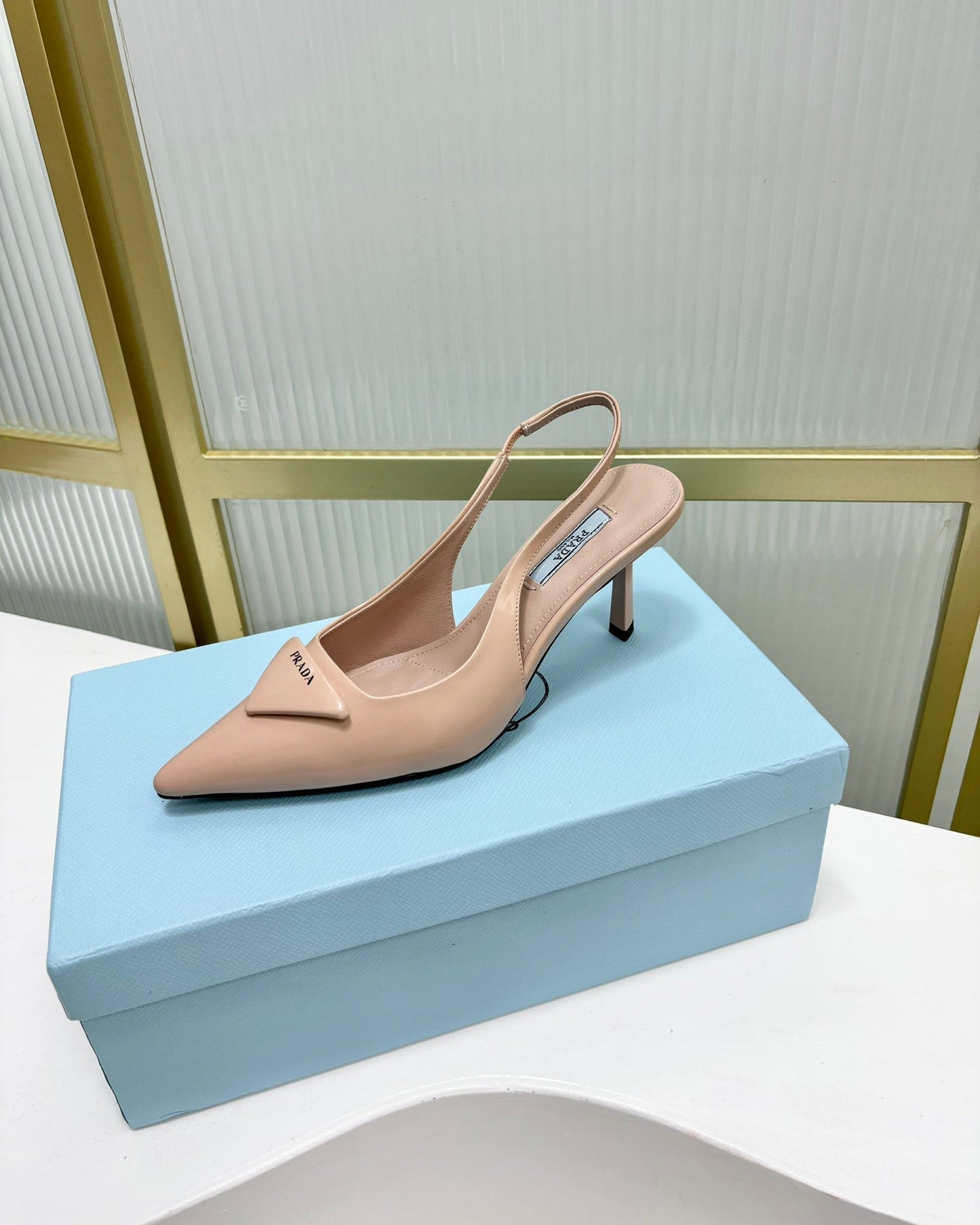 PRA PATENT LEATHER SLINGBACK PUMPS 75 PINK NUDE