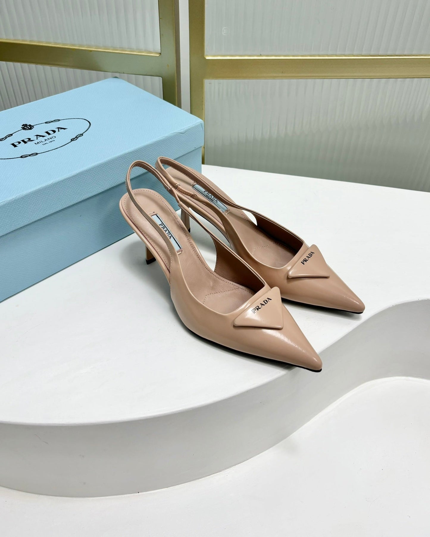 PRA PATENT LEATHER SLINGBACK PUMPS 75 PINK NUDE