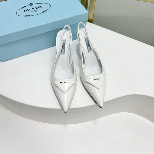 PRA PATENT LEATHER SLINGBACK PUMPS 75 WHITE