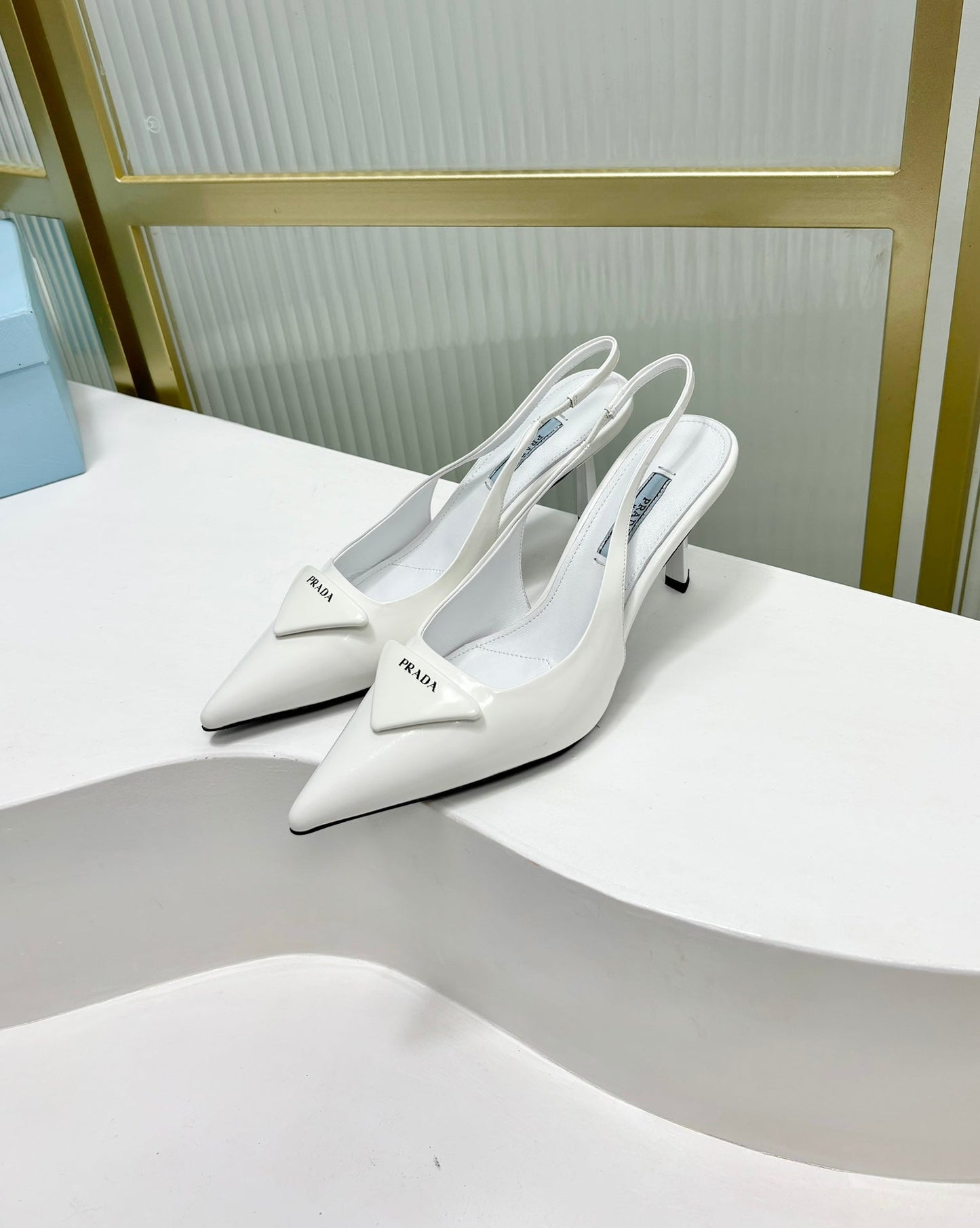 PRA PATENT LEATHER SLINGBACK PUMPS 75 WHITE