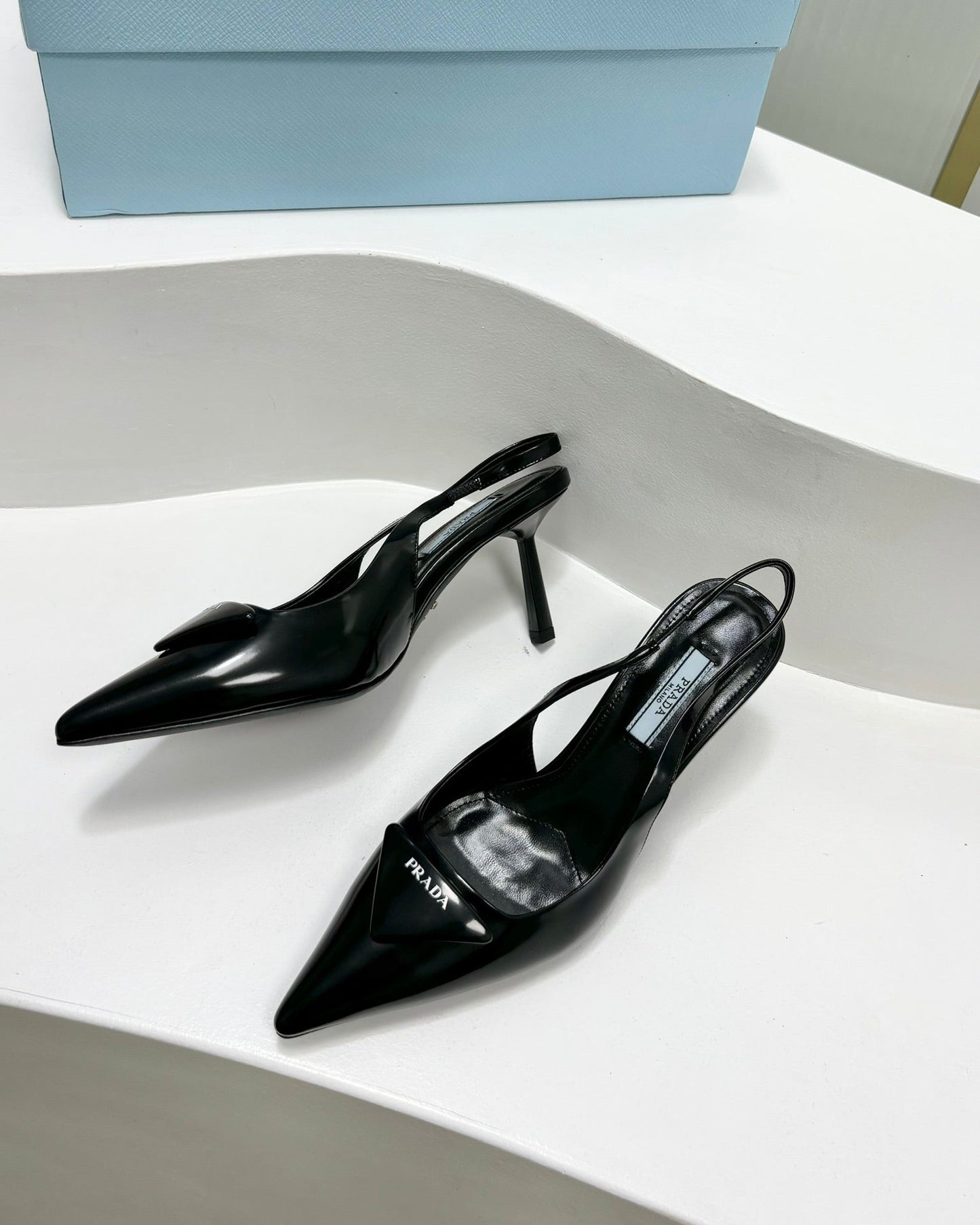 PRA PATENT LEATHER SLINGBACK PUMPS 75 BLACK