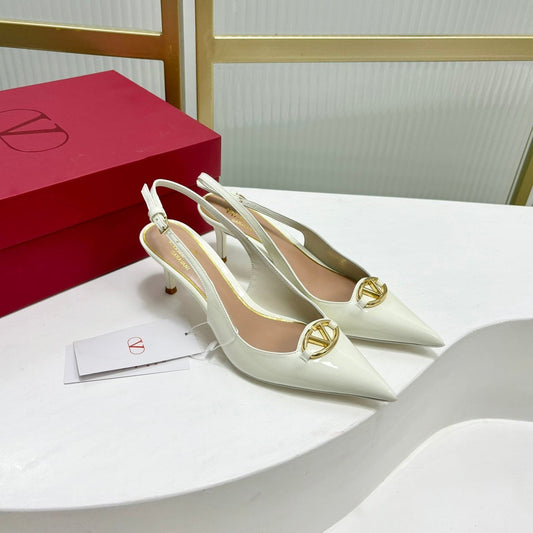 Vlogo The Bold Edition Slingback Pumps 60mm White Glossy Cowhide 843653