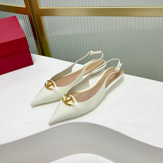 VLogo Slingback Ballerina 20mm In Glossy White Cowhide 843655