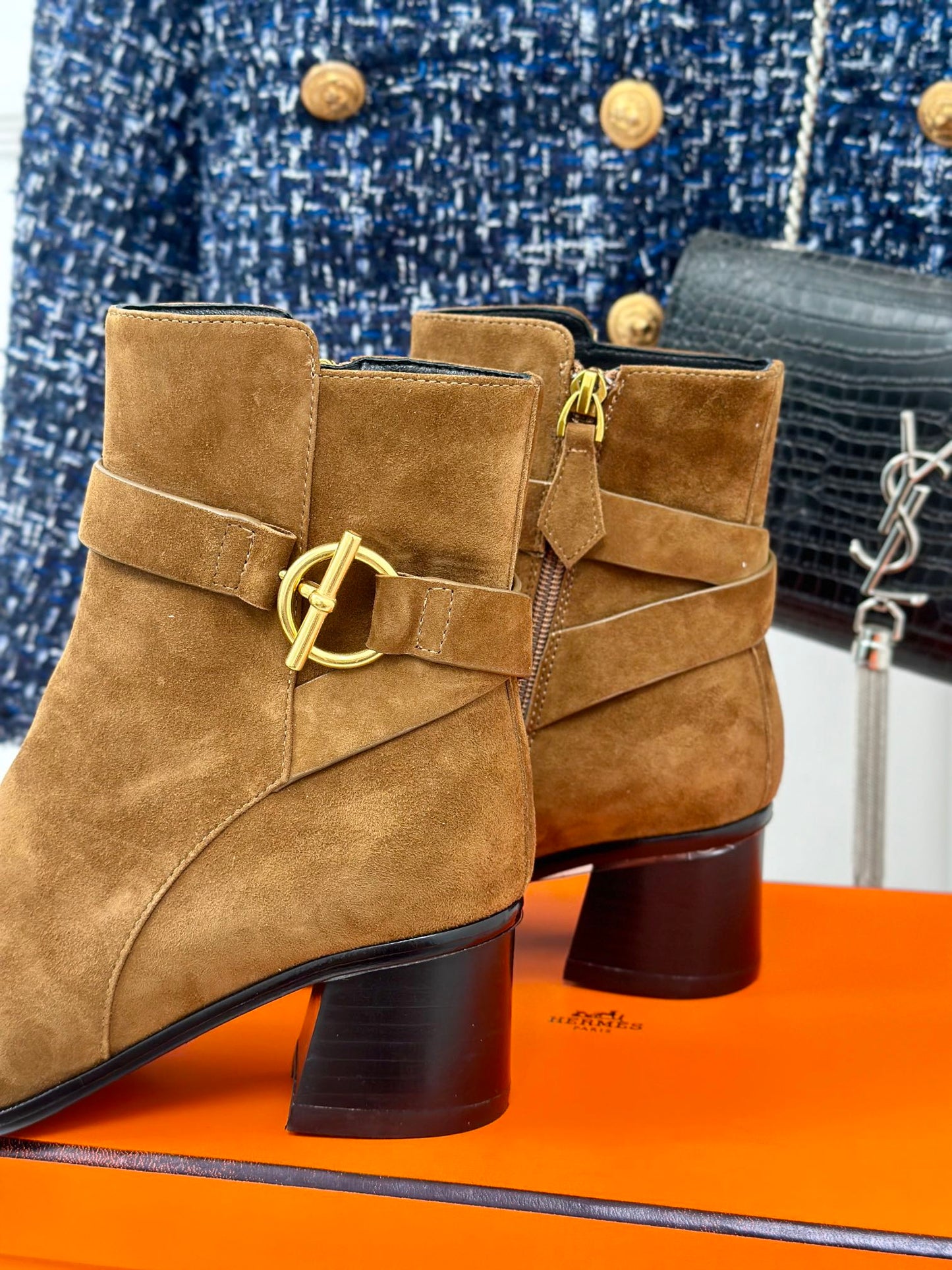 jill 60 ankle boot brown suede calfskin