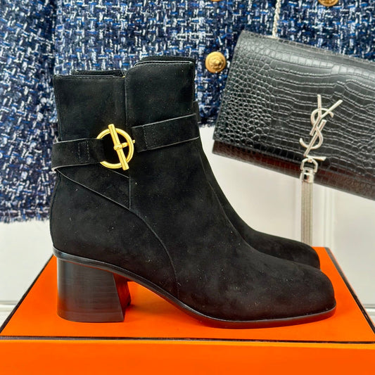 jill 60 ankle boot black suede calfskin