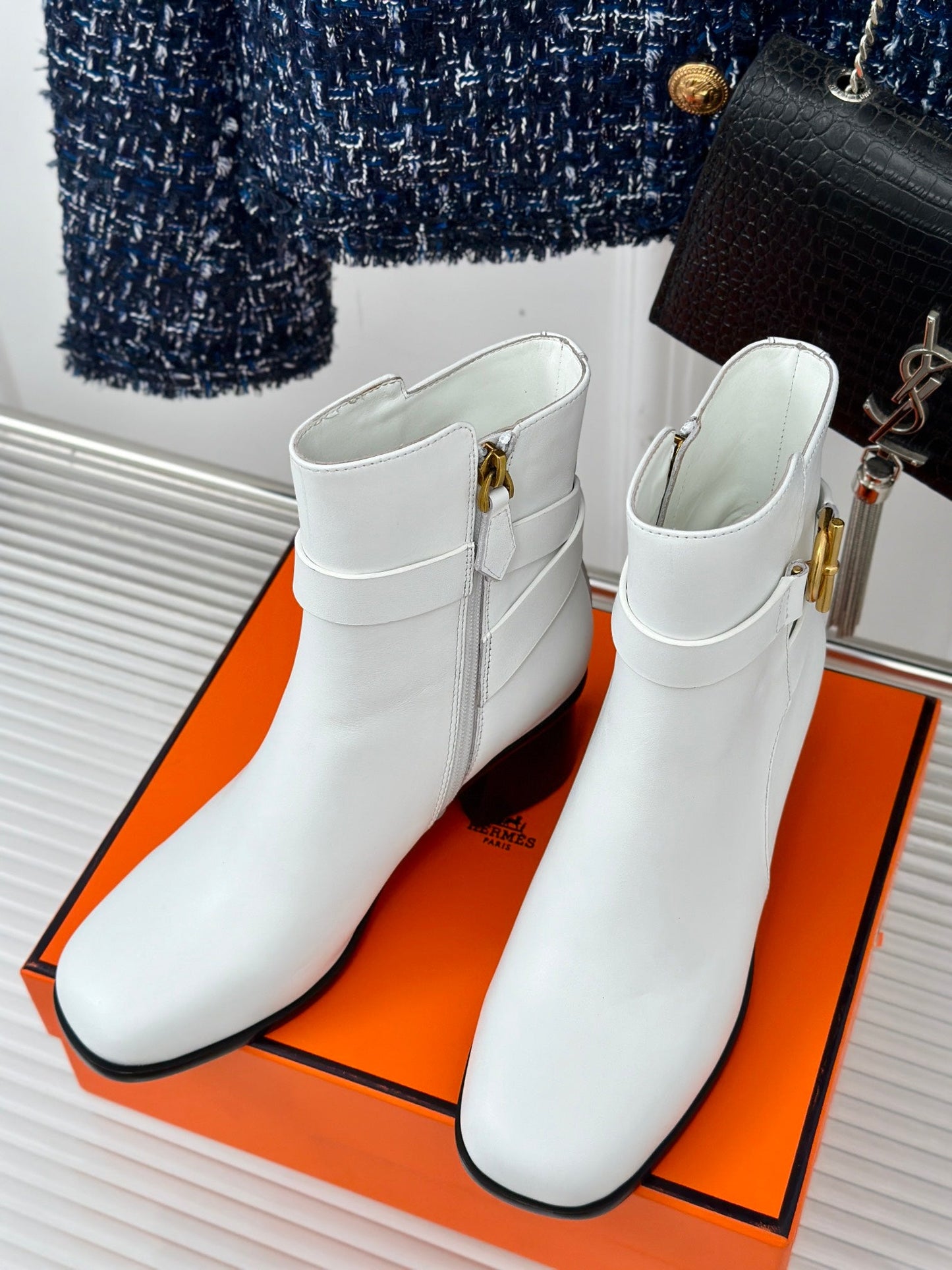 jill 60 ankle boot white calfskin