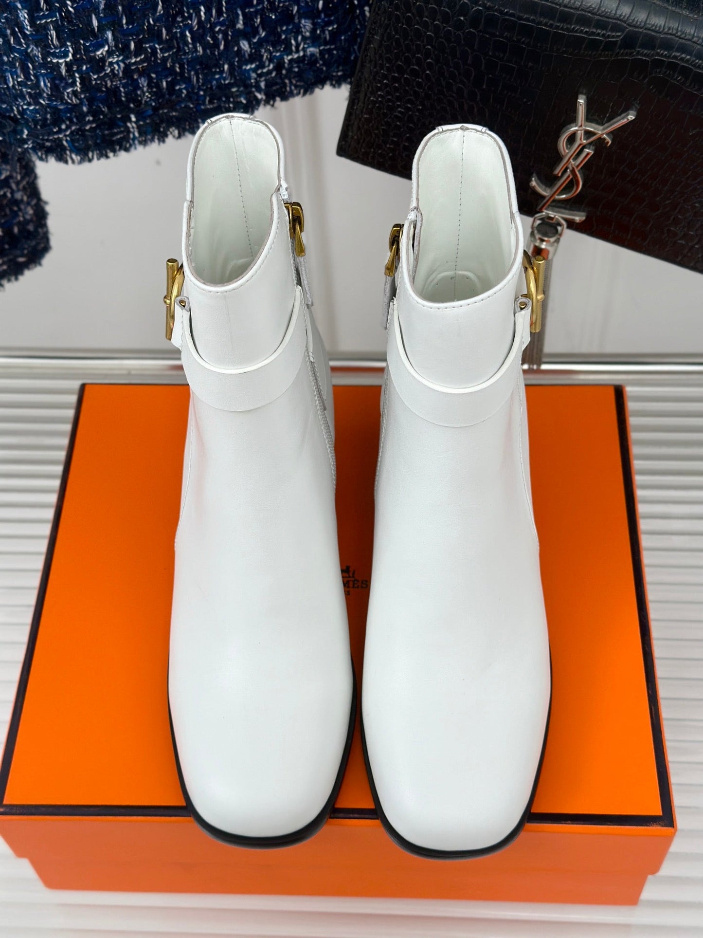 jill 60 ankle boot white calfskin