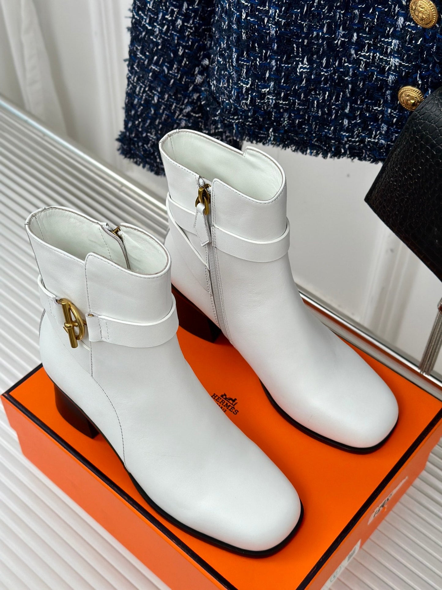 jill 60 ankle boot white calfskin