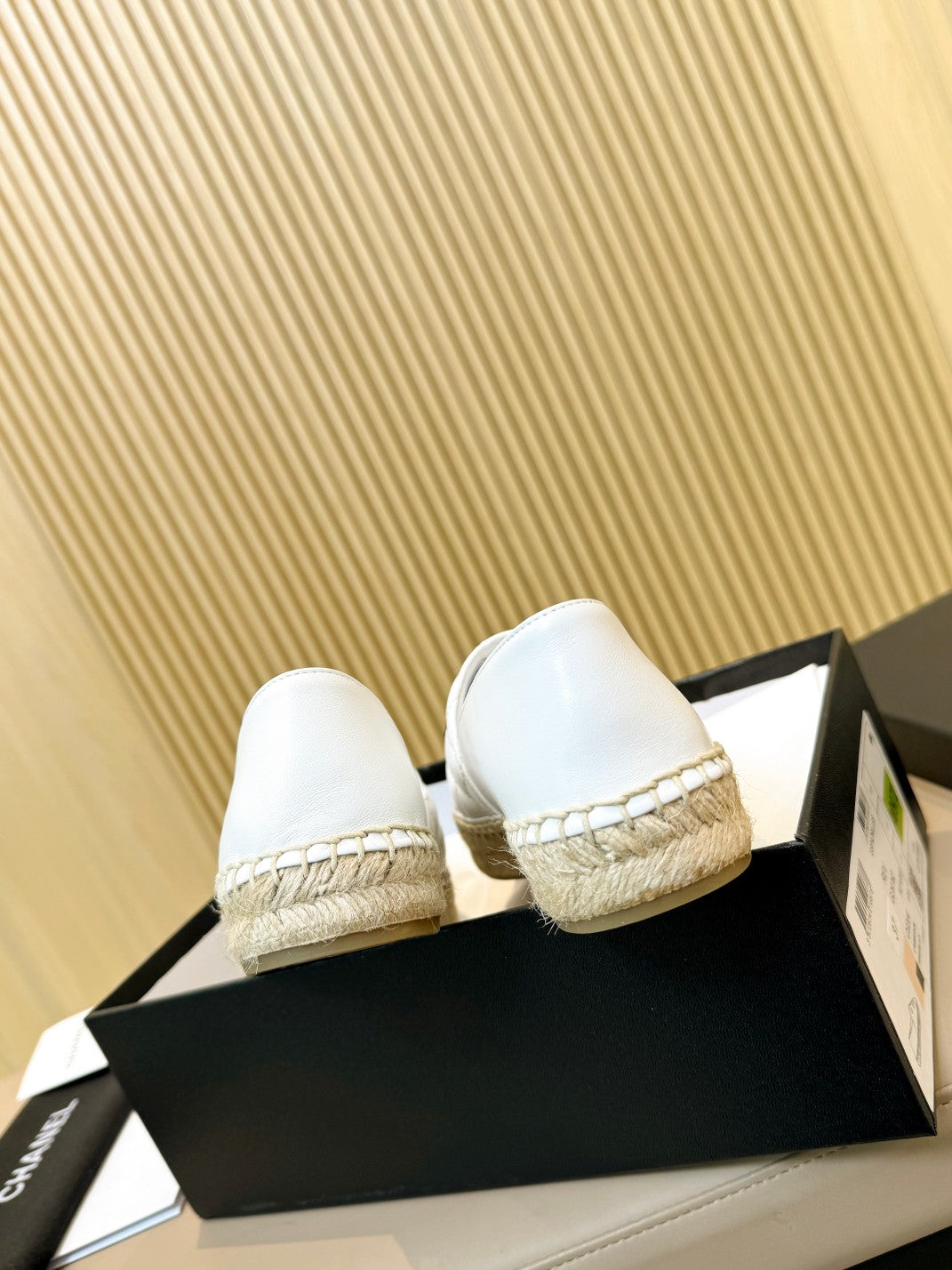 cc espadrilles white black quilted caflskin