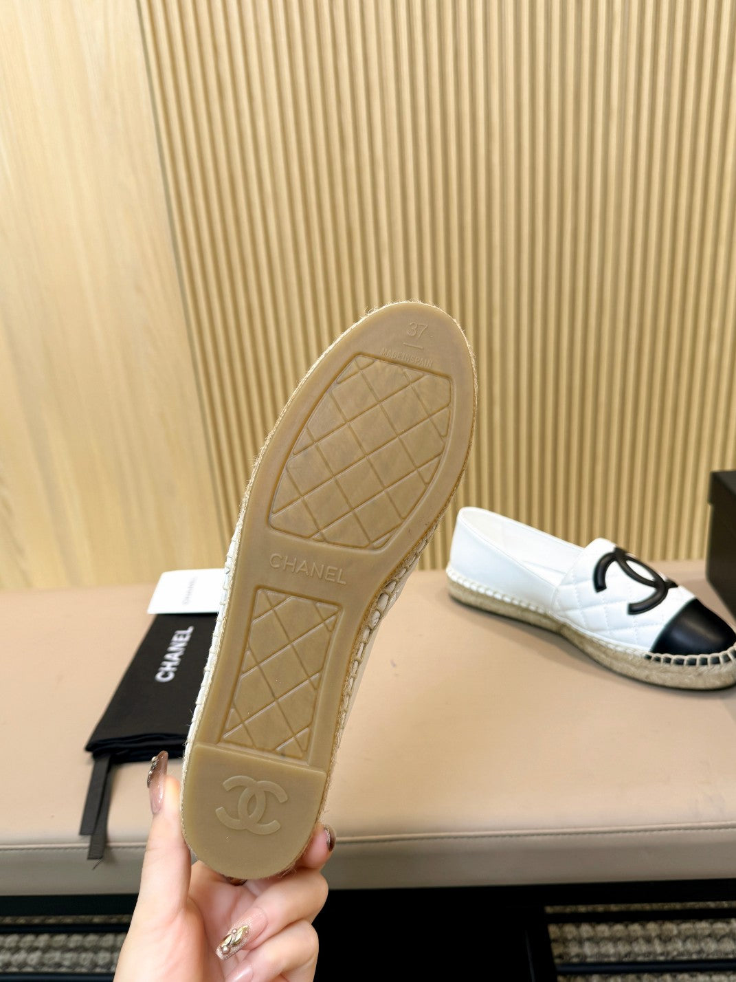 cc espadrilles white black quilted caflskin