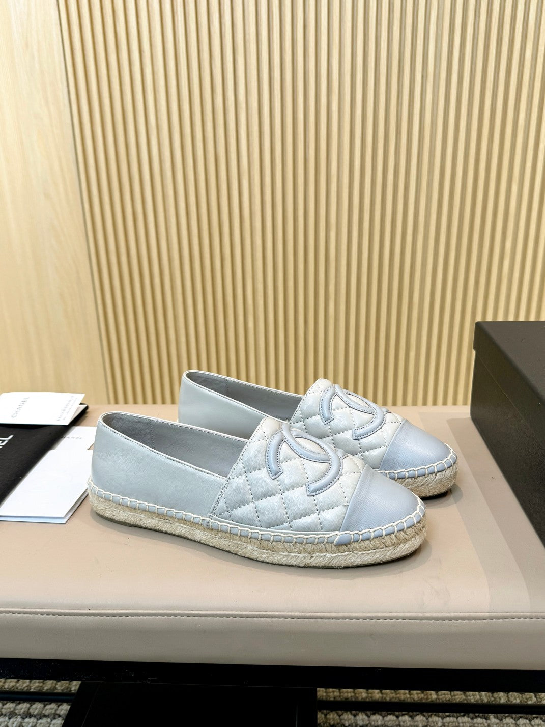 cc espadrilles grey cloud blue quilted caflskin