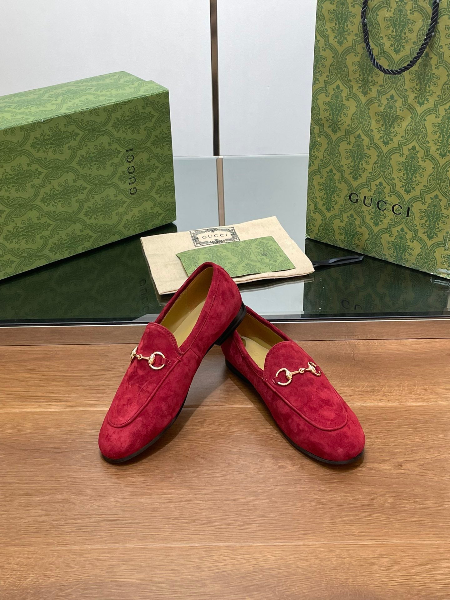 HORSEBIT LOAFER IN CHERRY RED SUEDE