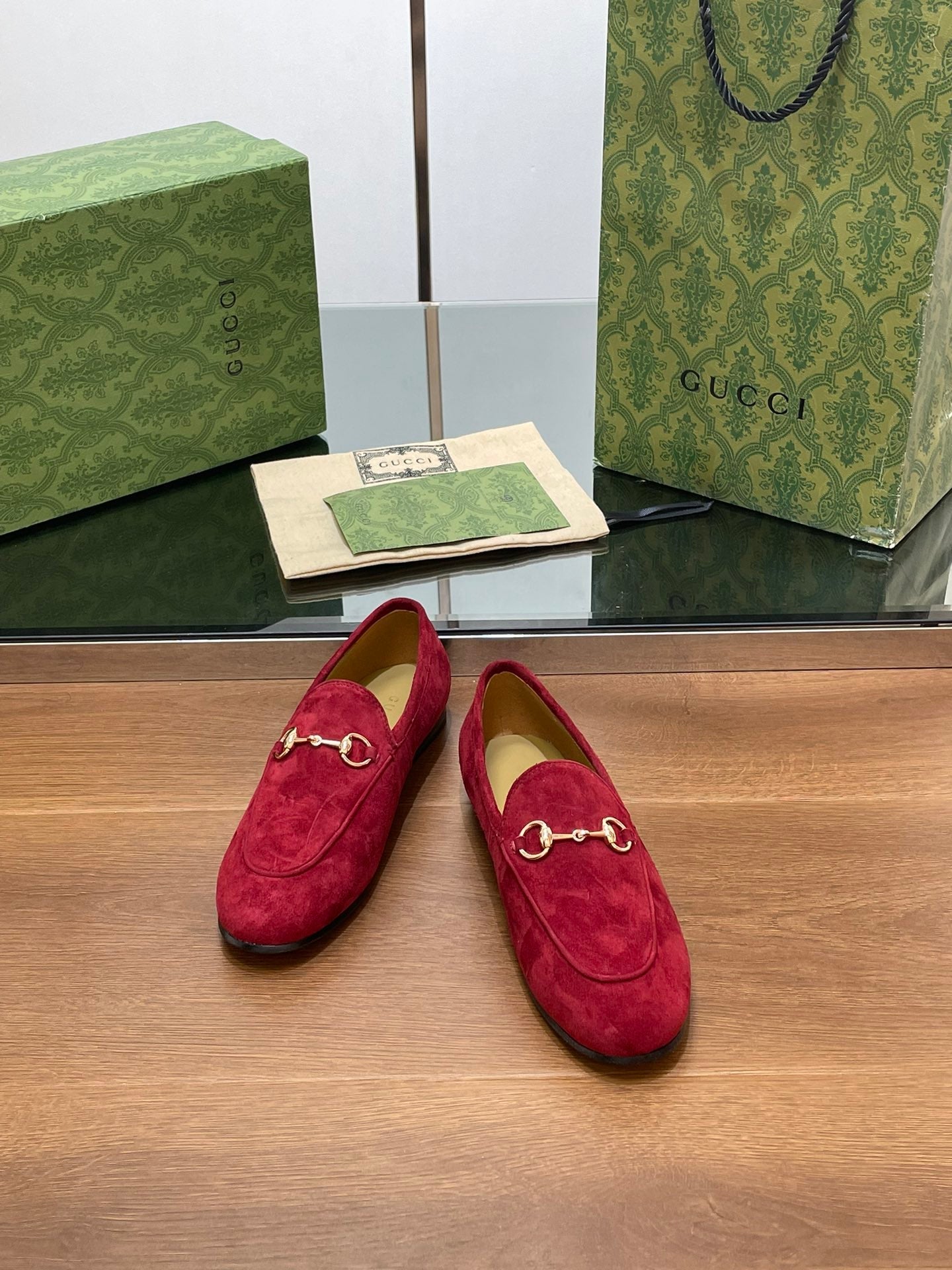 HORSEBIT LOAFER IN CHERRY RED SUEDE