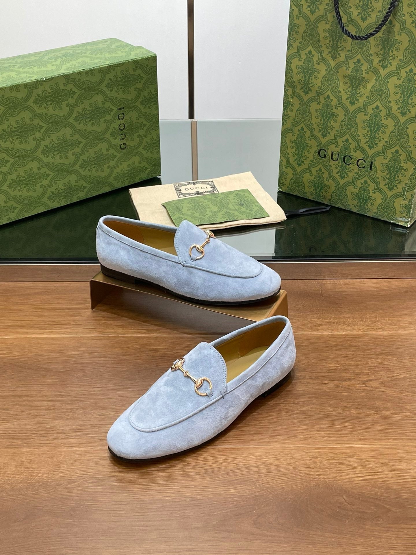 HORSEBIT LOAFER IN LIGHT BLUE SUEDE