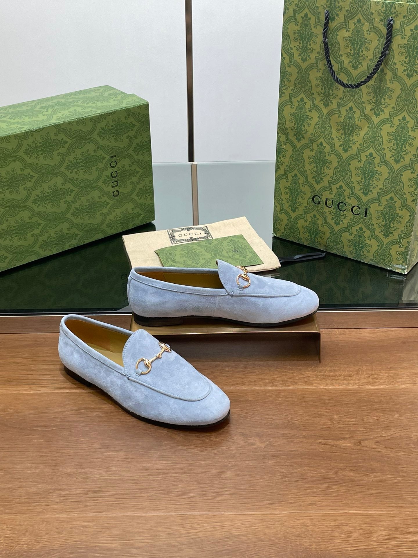 HORSEBIT LOAFER IN LIGHT BLUE SUEDE