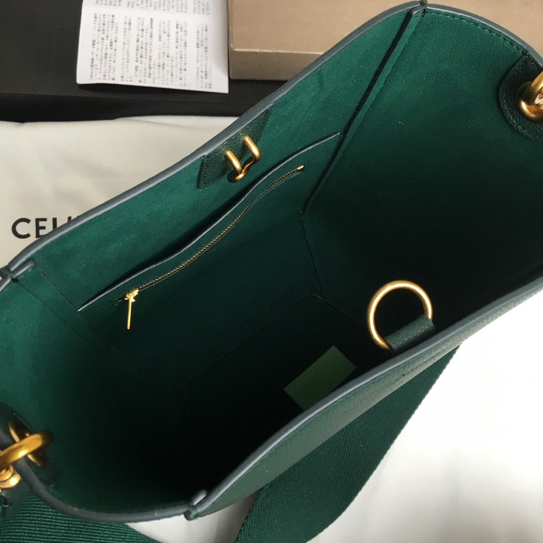 SANGLE SEAU BUCKET 24 BAG GREEN FOREST CALFSKIN