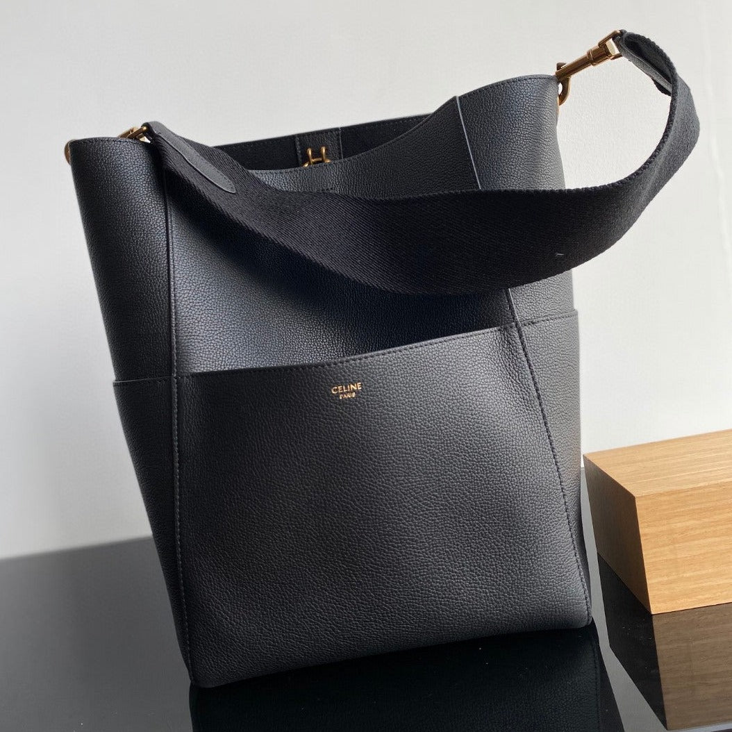 SANGLE SEAU BUCKET 33 BAG BLACK CALFSKIN