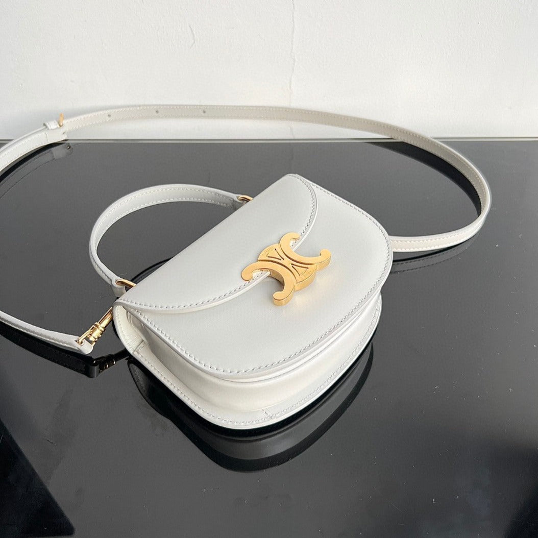 TRIOMPHE 15  White Calfskin Handbag