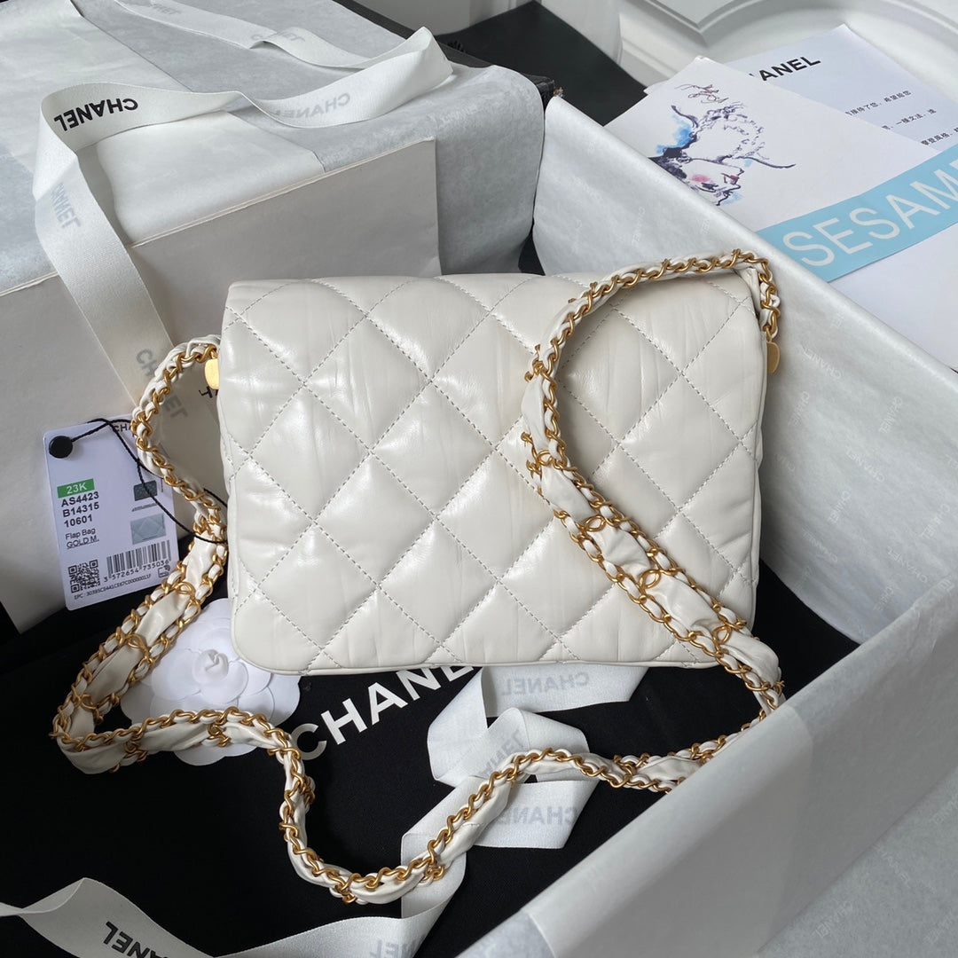 cc 23k 13,5cm white calfskin gold hardware