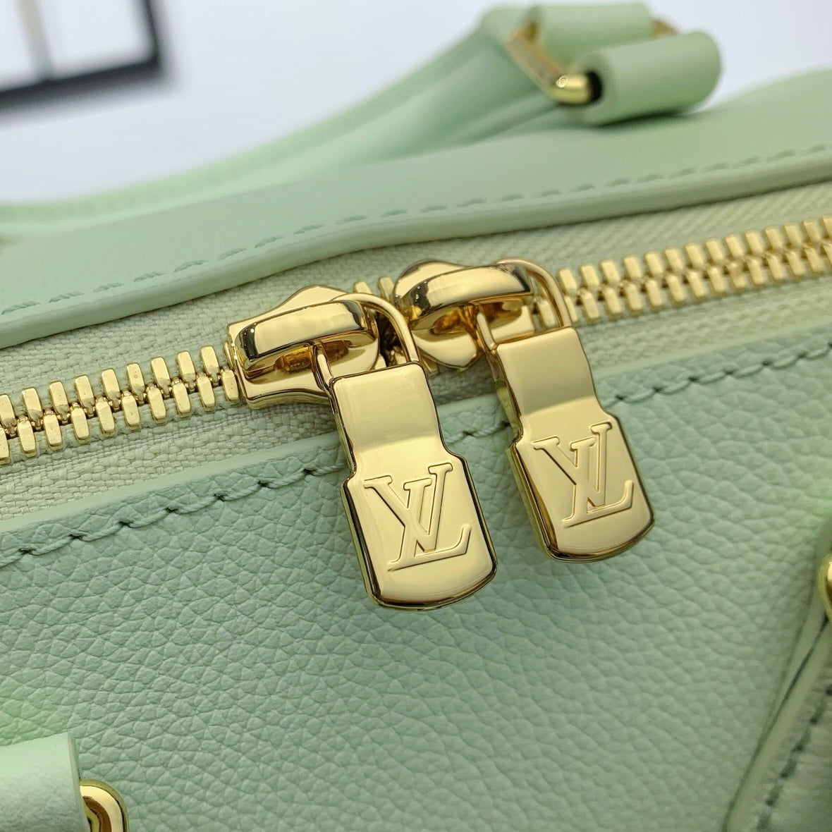 SPEEDY 18 IN PASTEL GREEN CALFSKIN GOLD HARDWARE