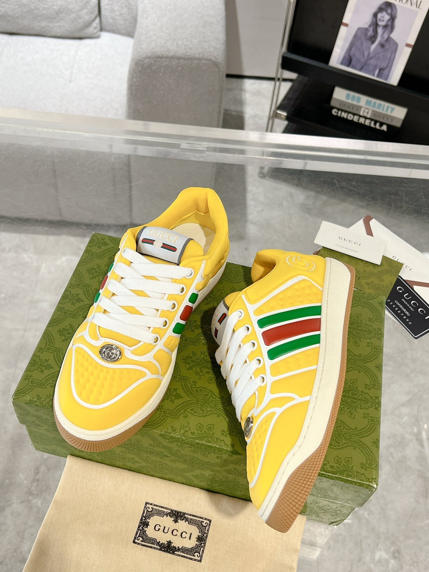 SNEAKER IN BRIGHT YELLOW MIX COLORFUL CALFSKIN