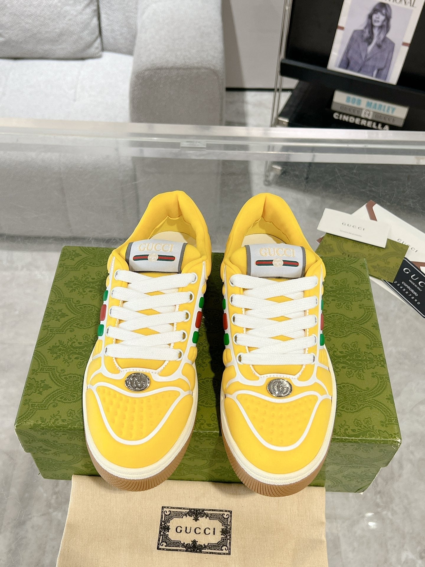 SNEAKER IN BRIGHT YELLOW MIX COLORFUL CALFSKIN