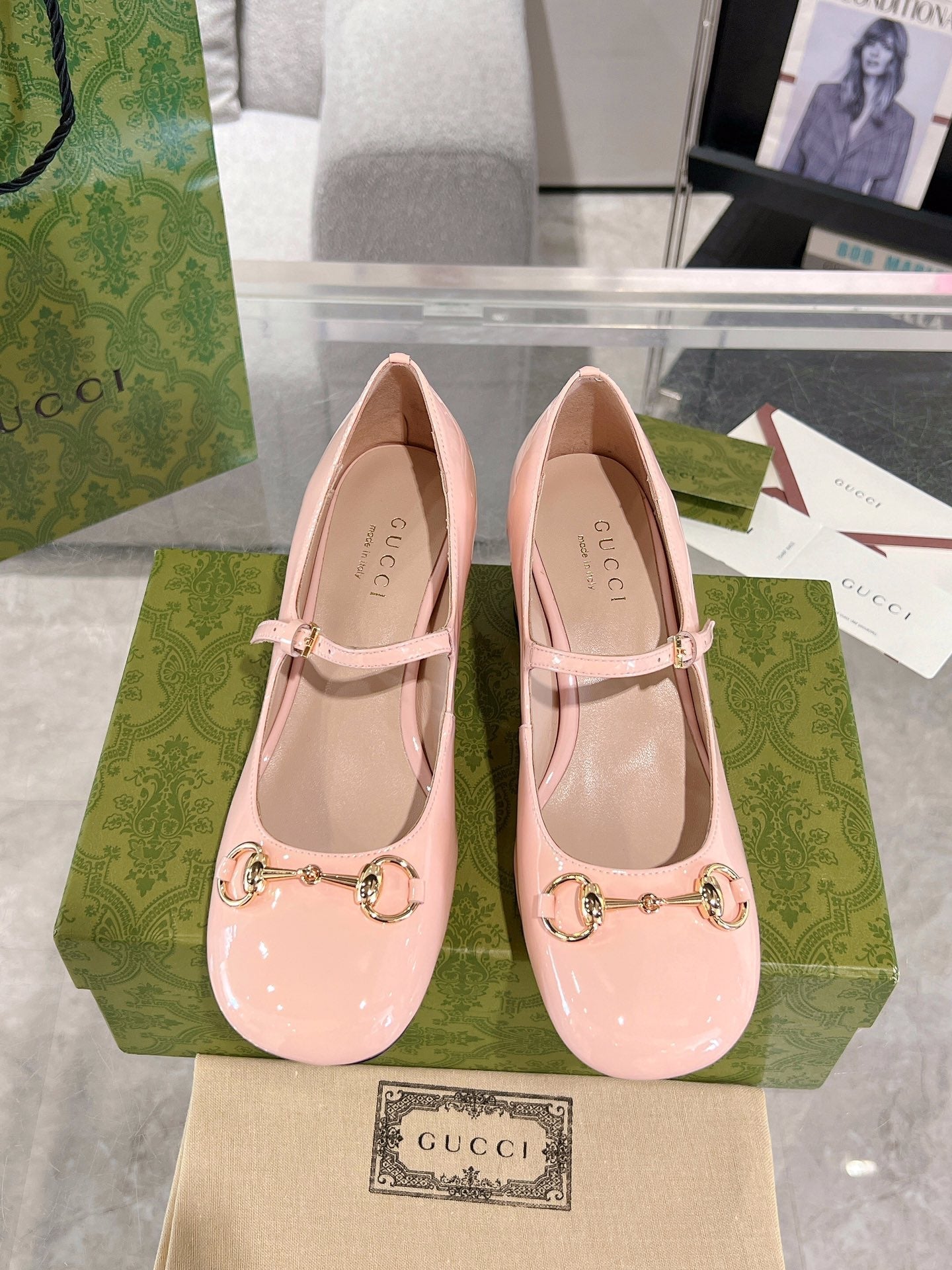 HORSEBIT MARY JANE HEEL IN LIGHT PINK CALFSKIN