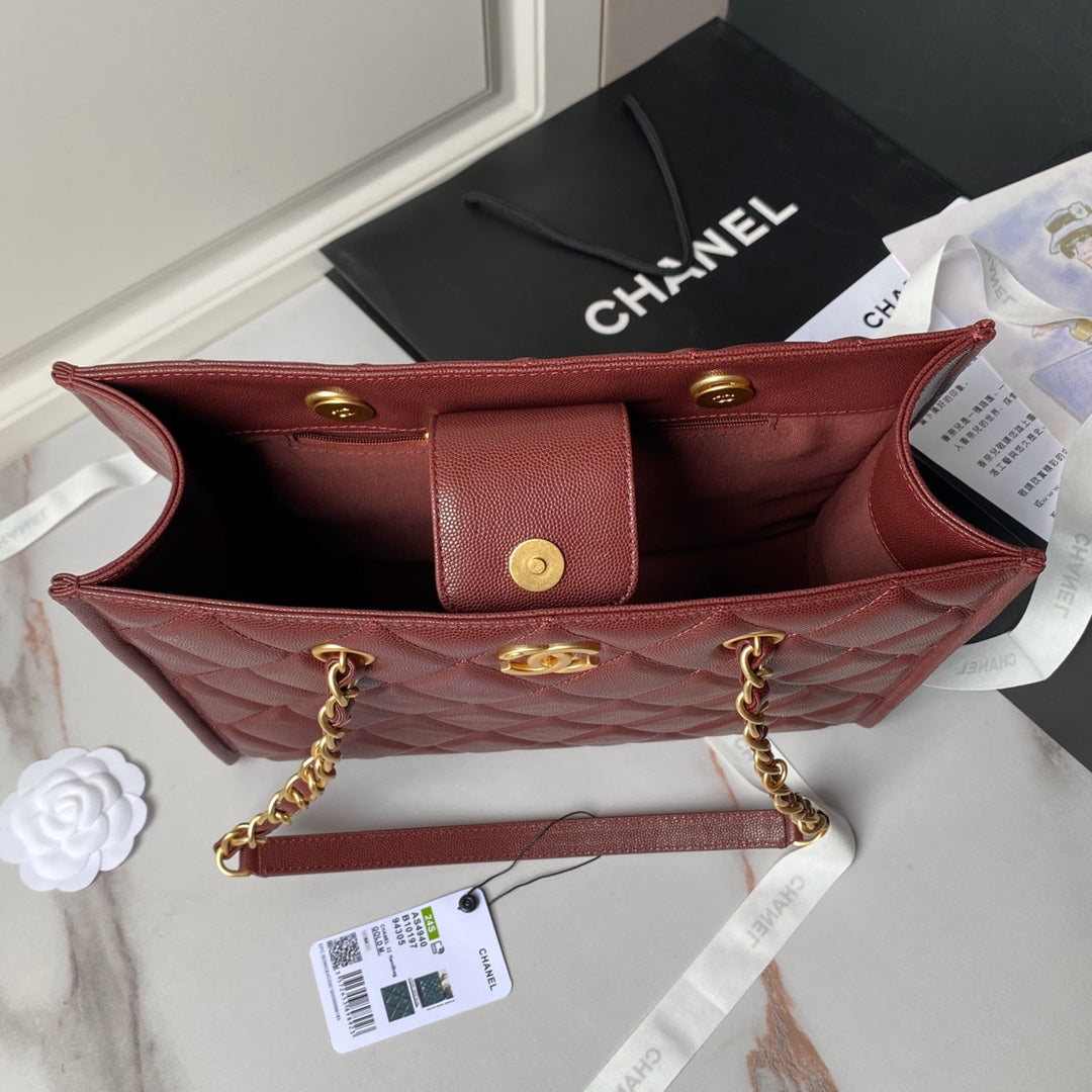 24a shopping bag 30cm burgundy caviar gold hardware