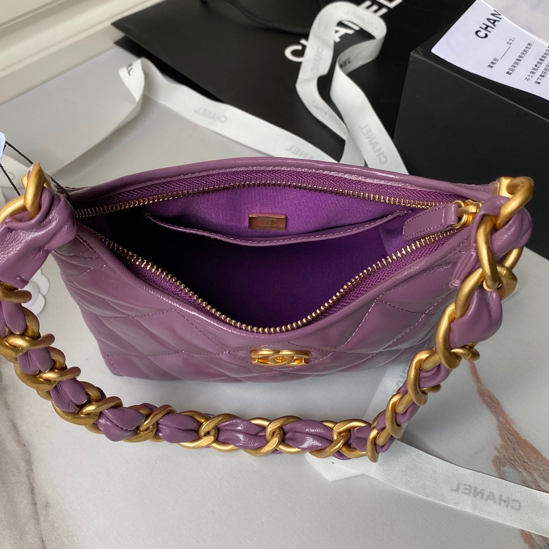 24a hobo bag 23cm violet calfskin gold hardware