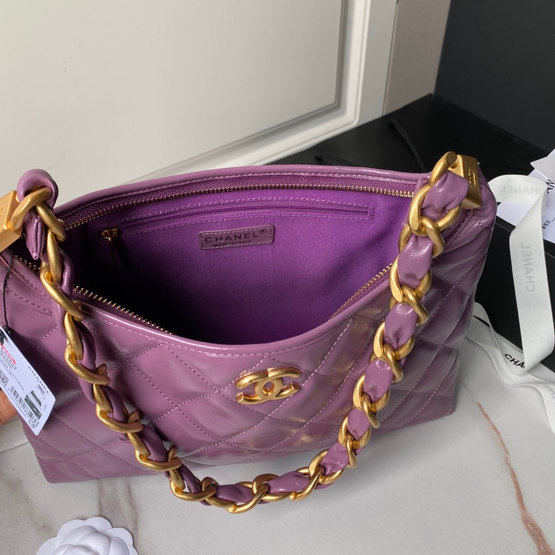 24a hobo bag 38cm violet calfskin gold hardware