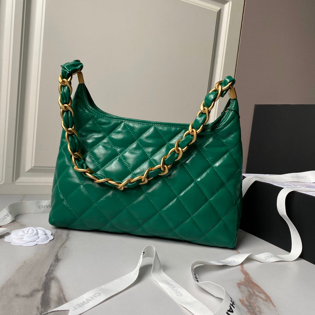 24a hobo bag 38cm green calfskin gold hardware