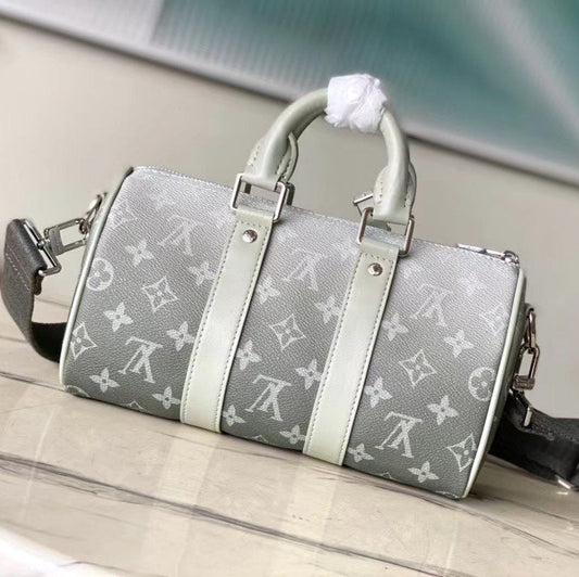 KEEPALL BANDOULIÈRE 25 IN GRAY MONOGRAM GRADIENT CANVAS