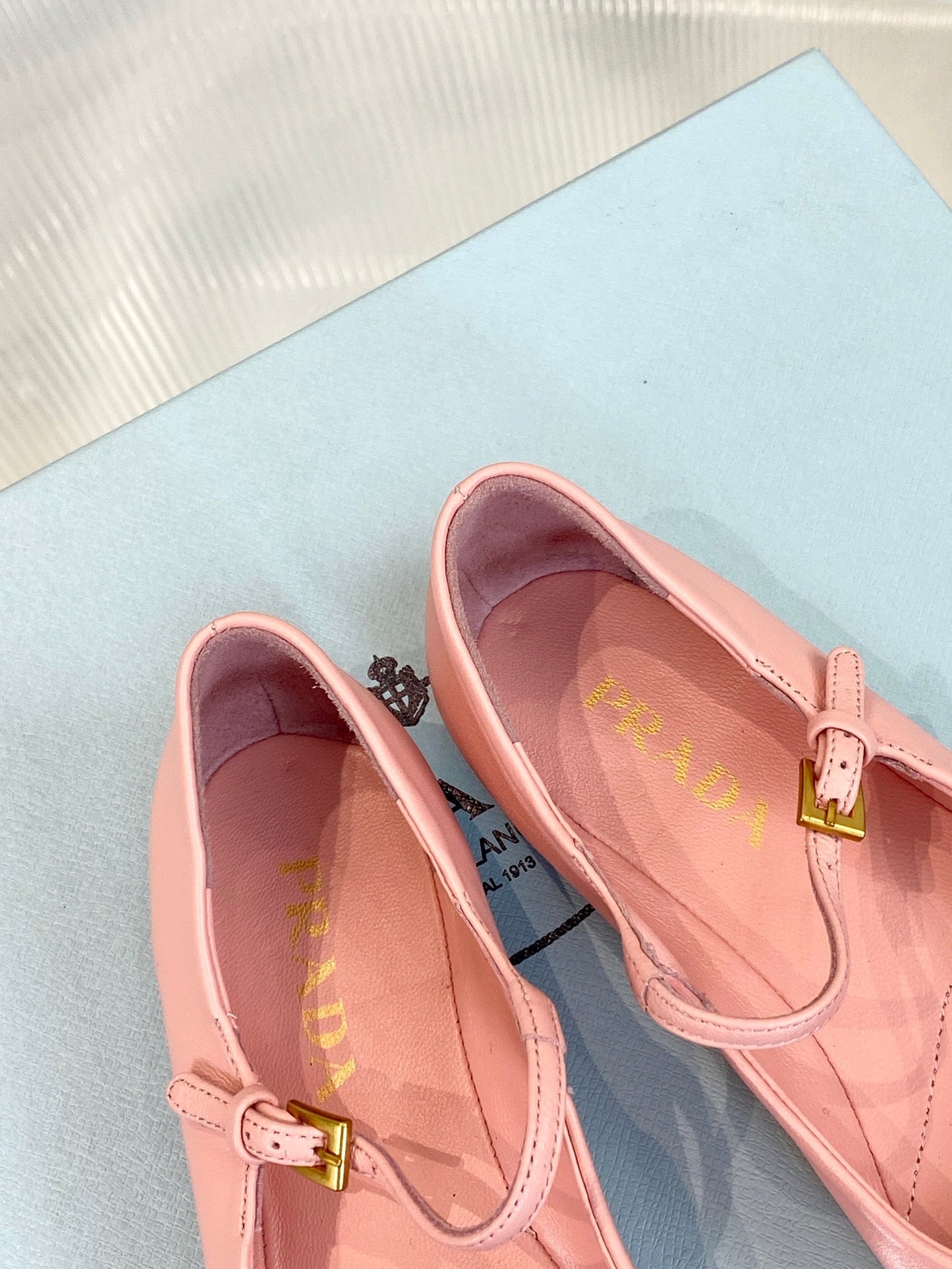 PRA NAPPA MARY JANE FLAT ROSE LAMBSKIN