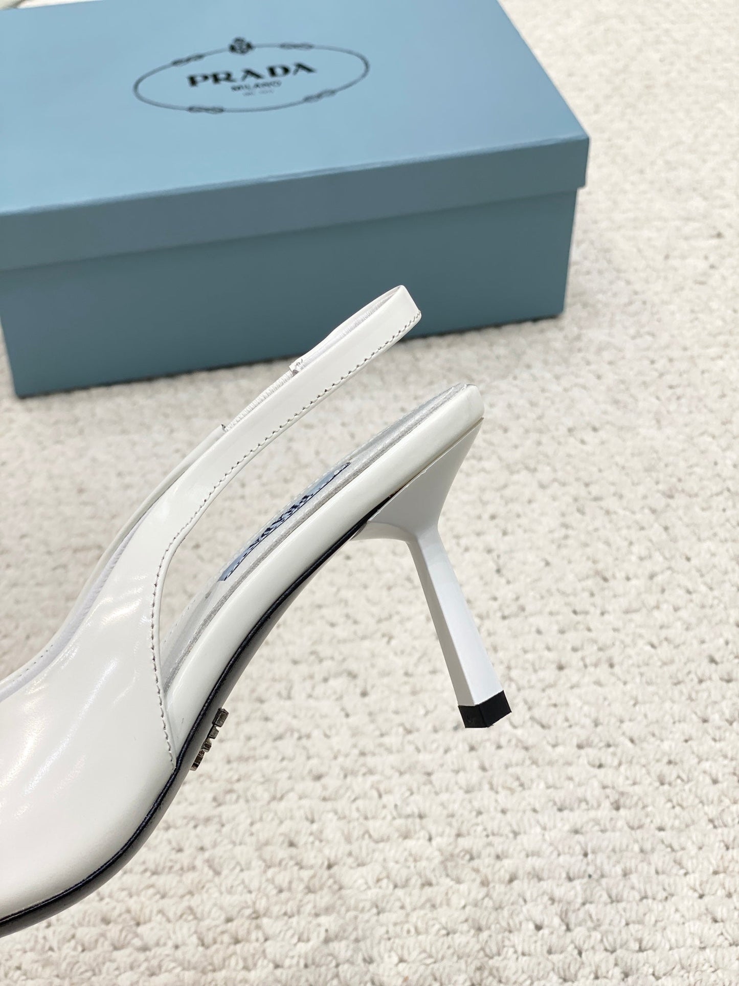 PRA BRUSHED LEATHER SLINGBACK PUMPS 75 WHITE