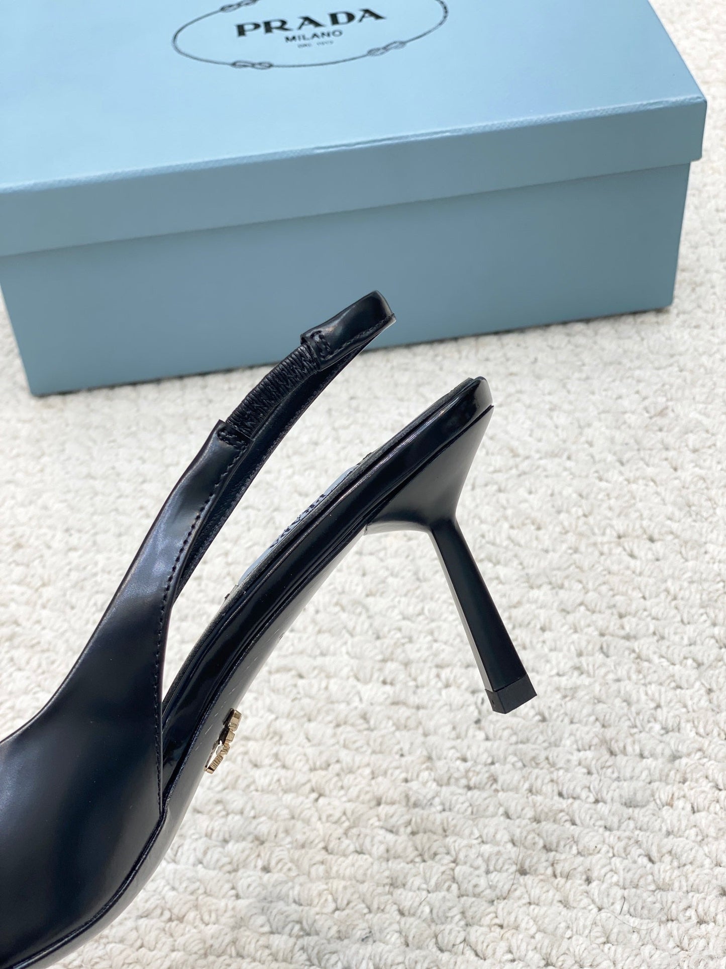 PRA BRUSHED LEATHER SLINGBACK PUMPS 75 BLACK