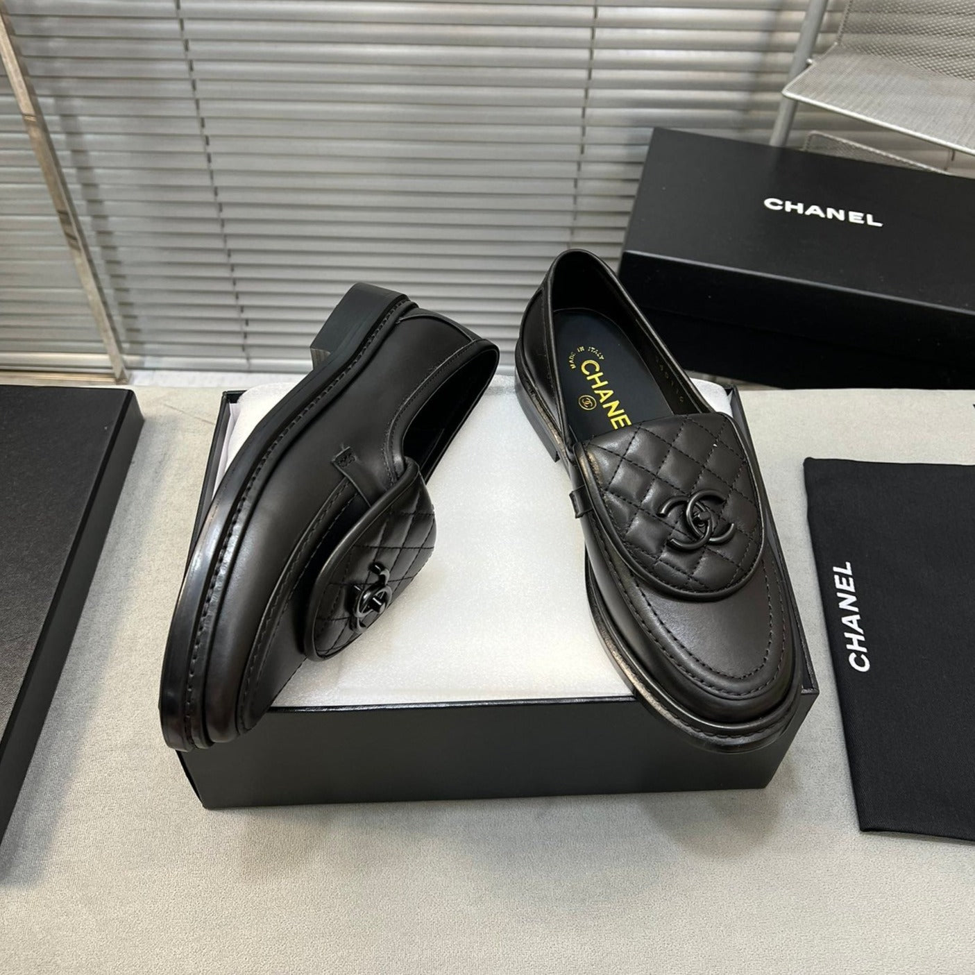 cc moccasins all black clafskin