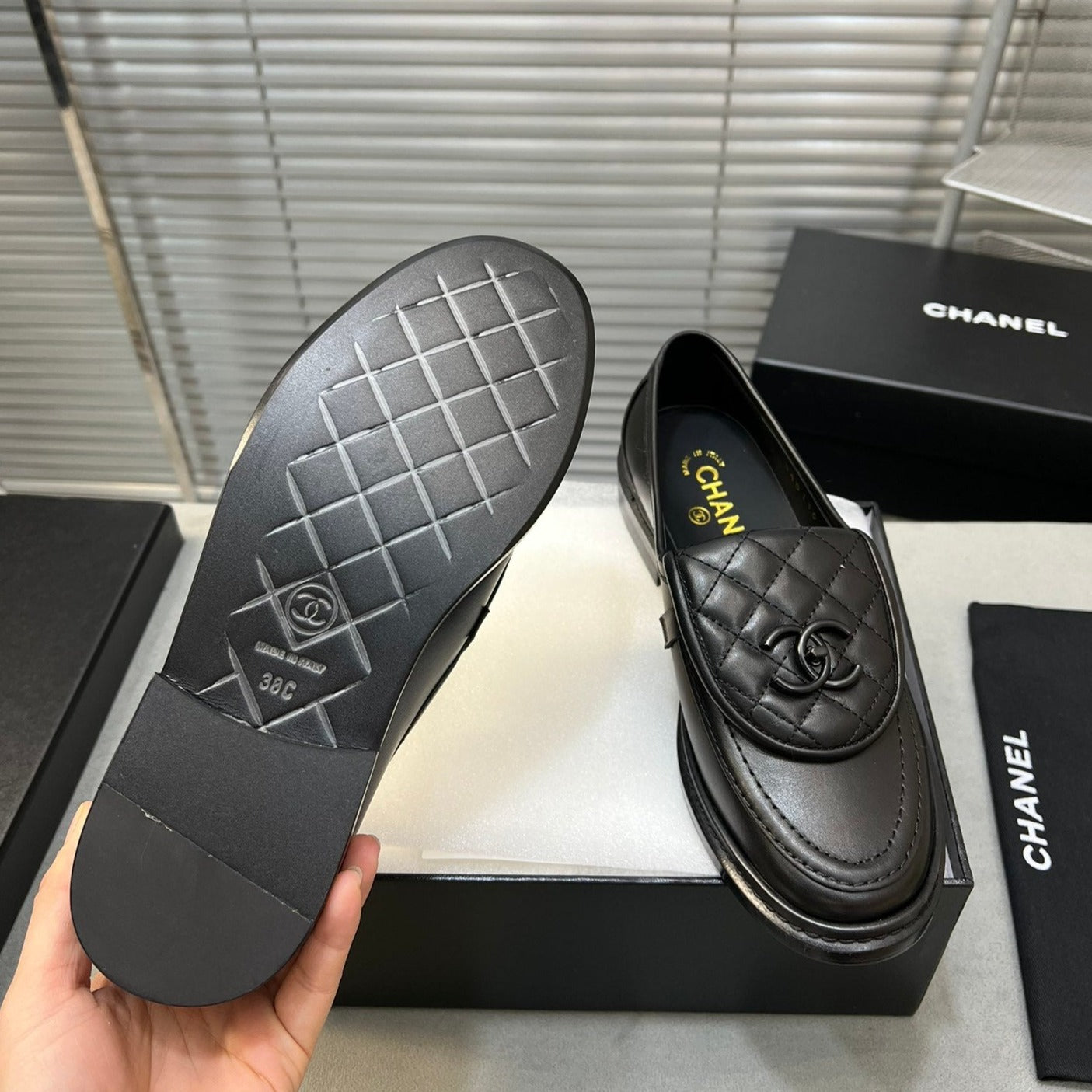 cc moccasins all black clafskin