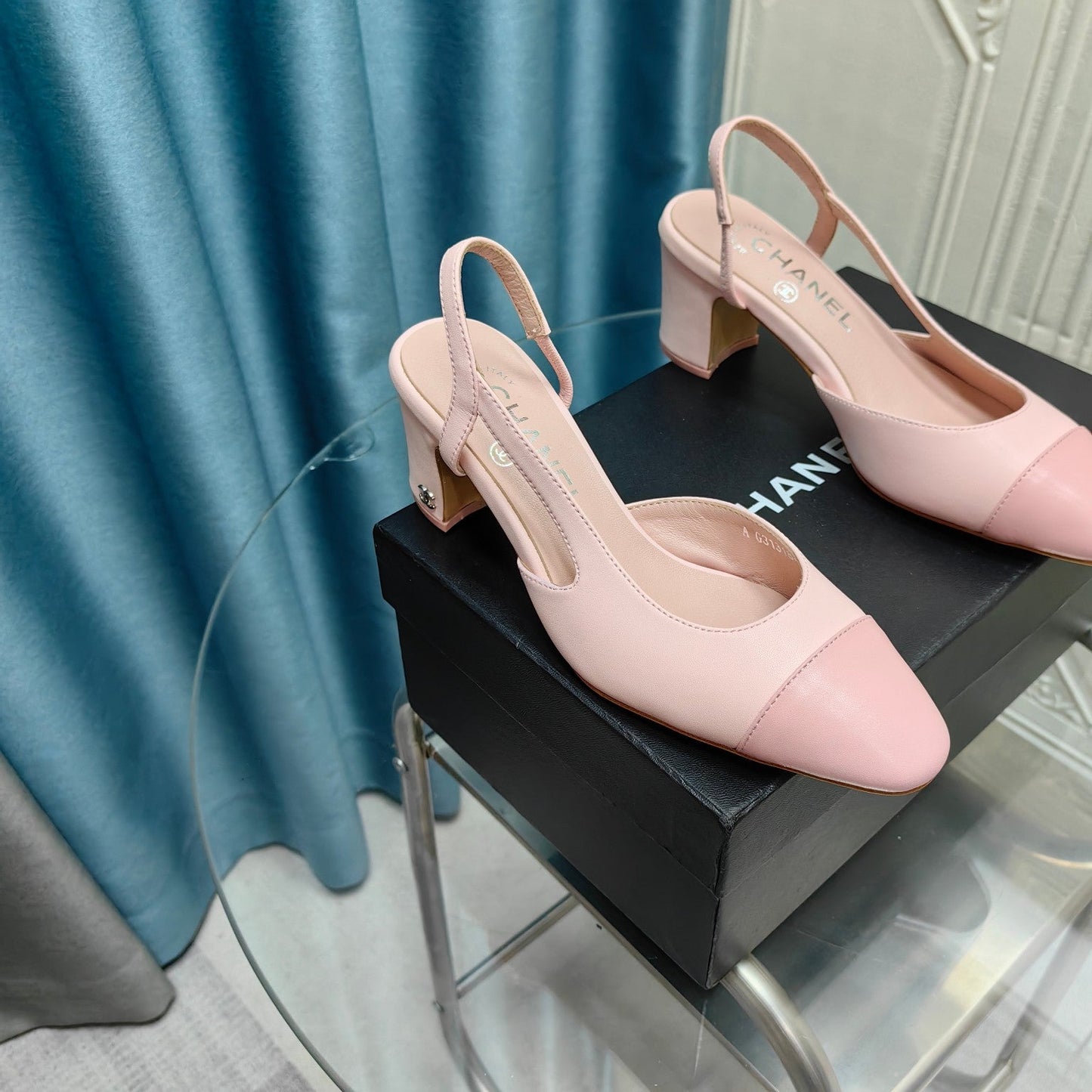 slingbacks 65 light pink and pink calfskin