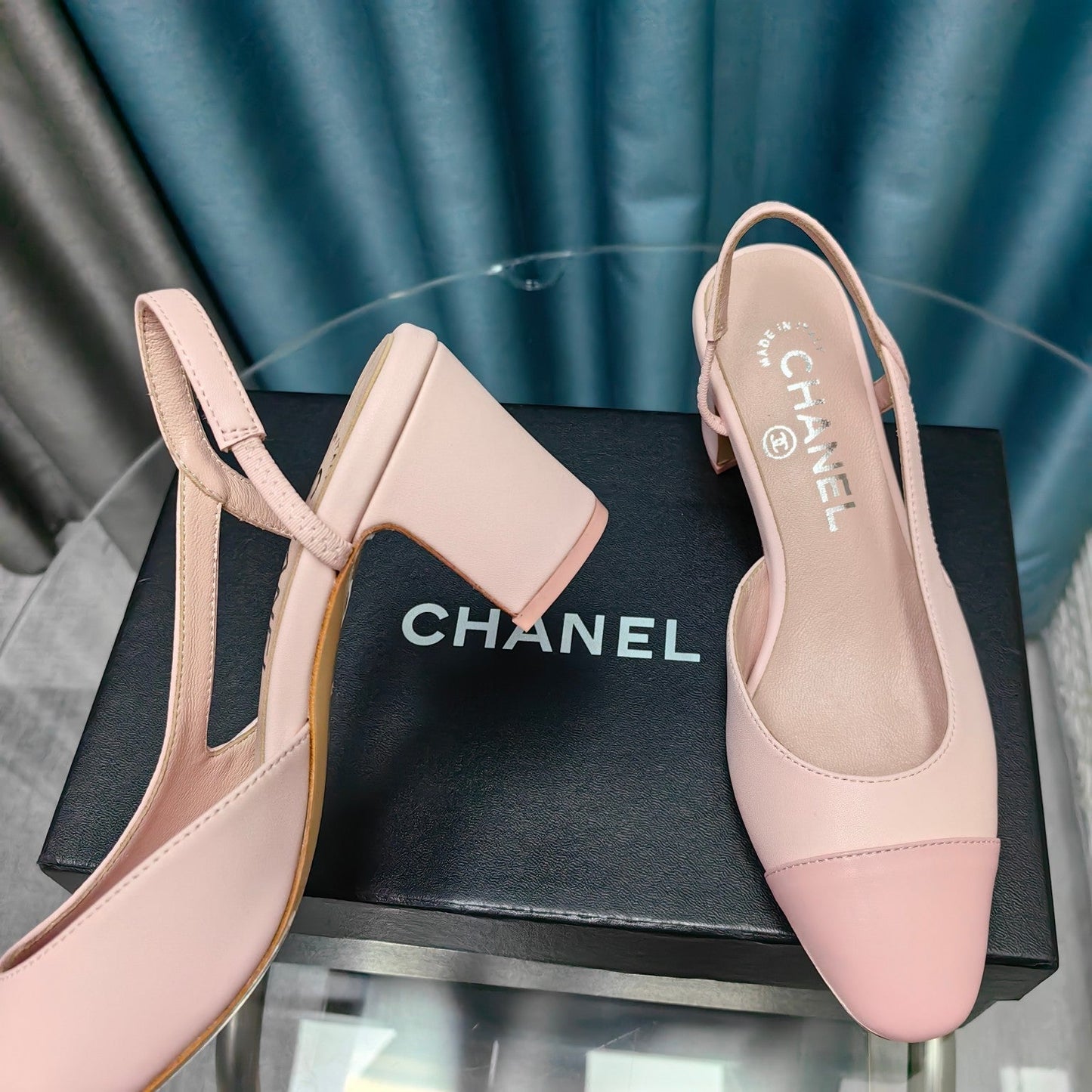 slingbacks 65 light pink and pink calfskin