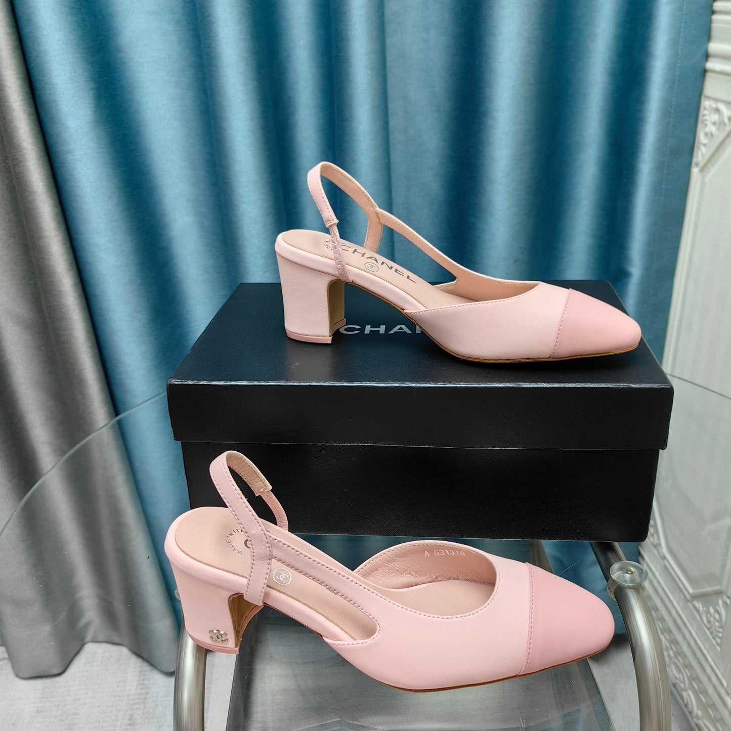 slingbacks 65 light pink and pink calfskin