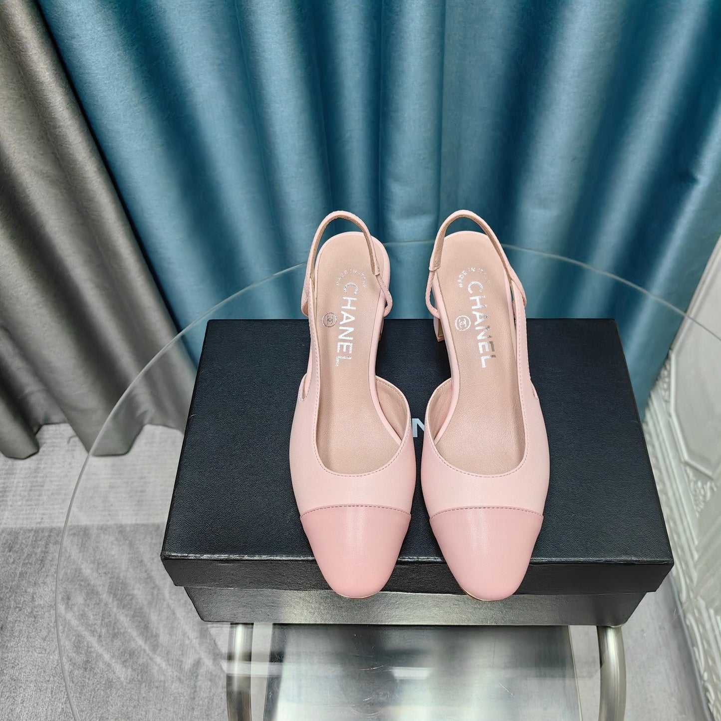 slingbacks 65 light pink and pink calfskin