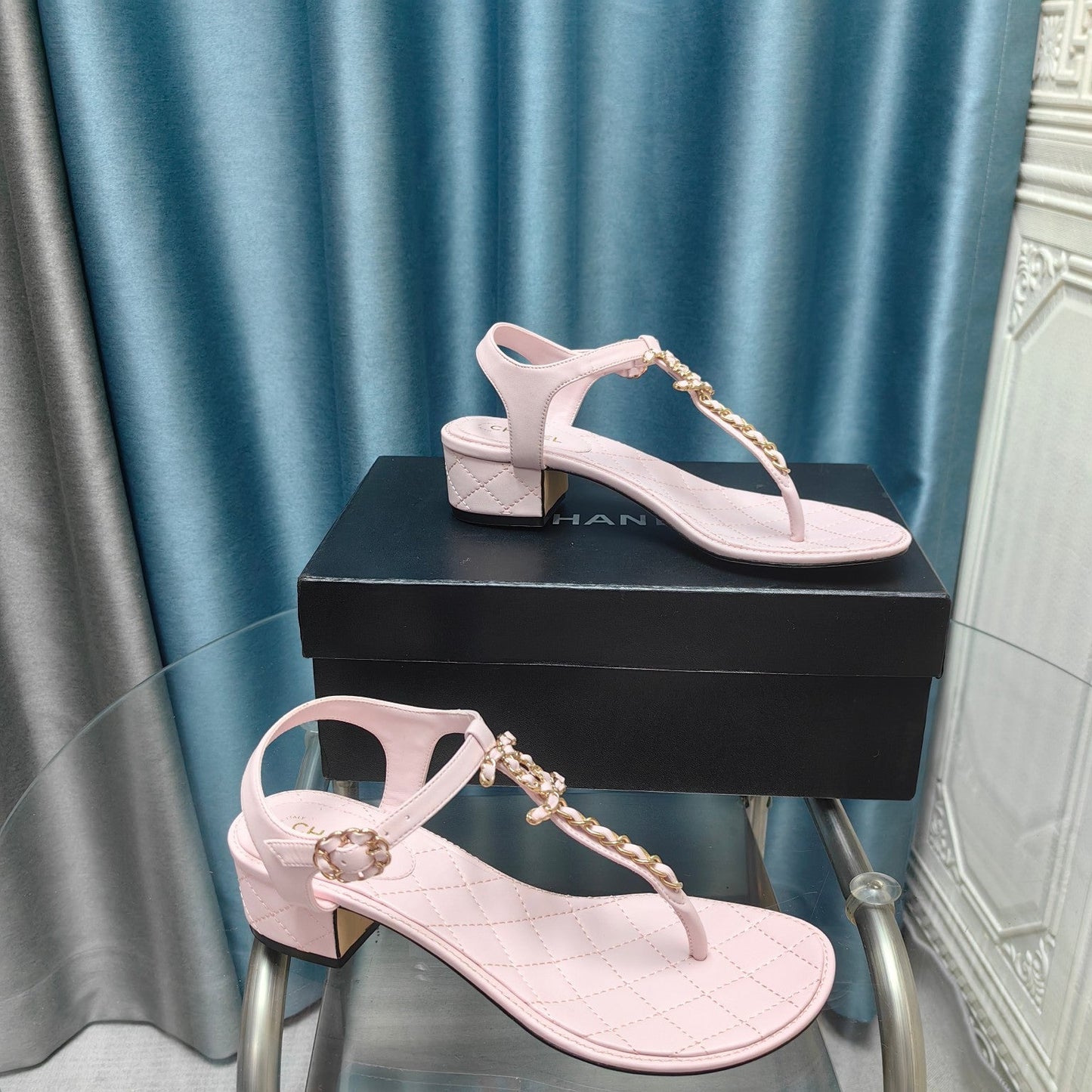 cc thong sandal 40 pink calfskin