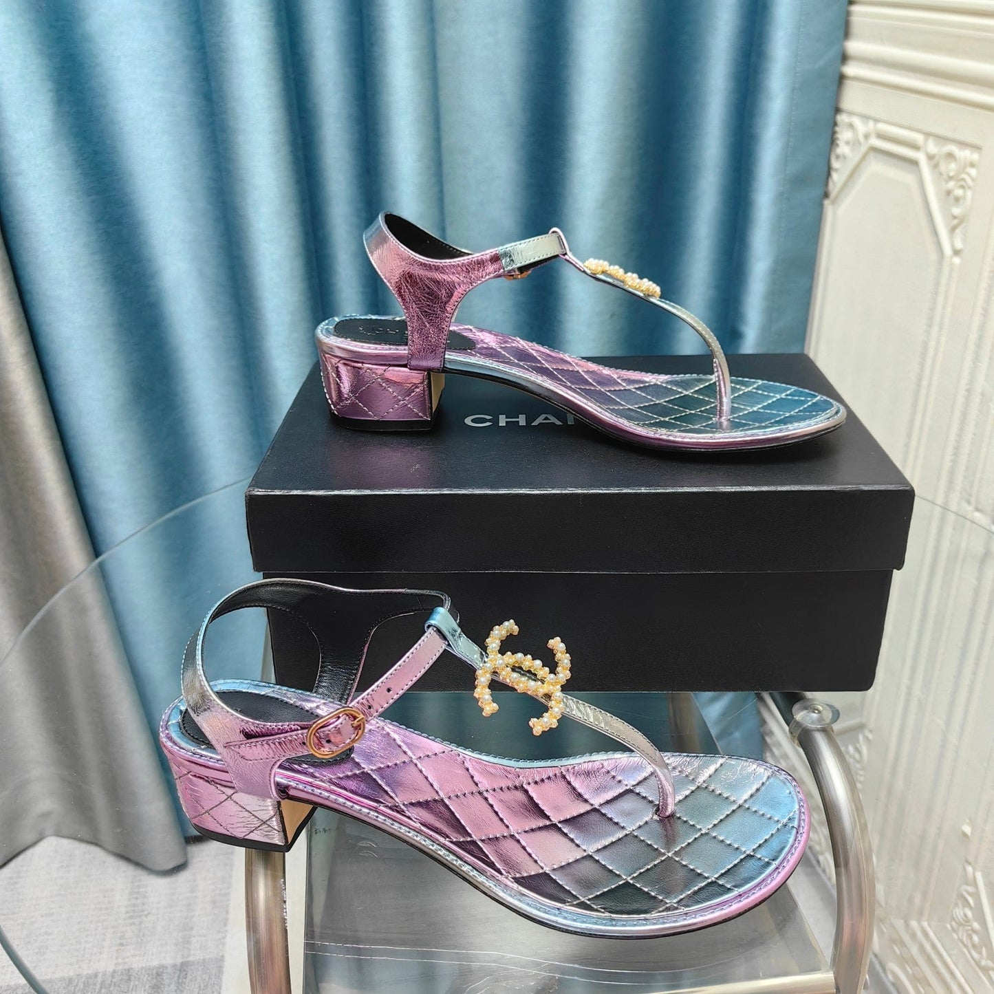 cc thong sandal 40 rainbow calfskin