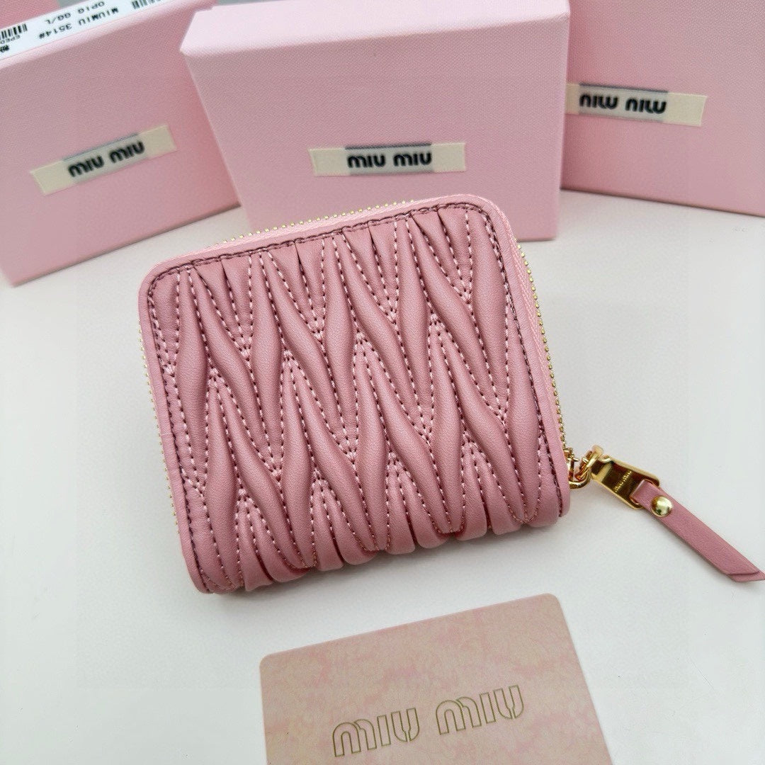 SMALL MATELASSÉ WALLET 10 IN BEGONIA PINK LEATHER