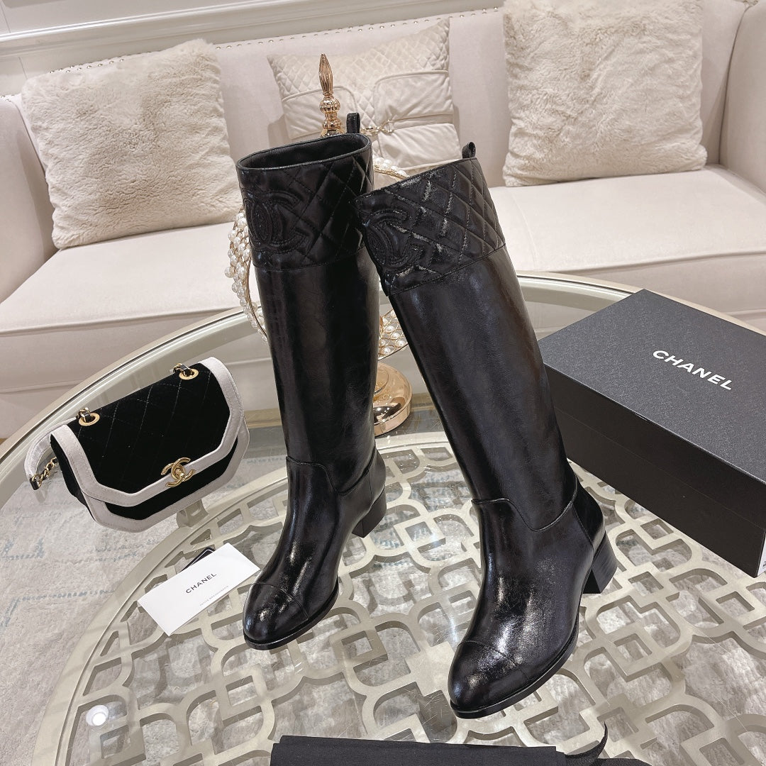 CC High Boots 35mm In Black Glossy Cowhide 943257