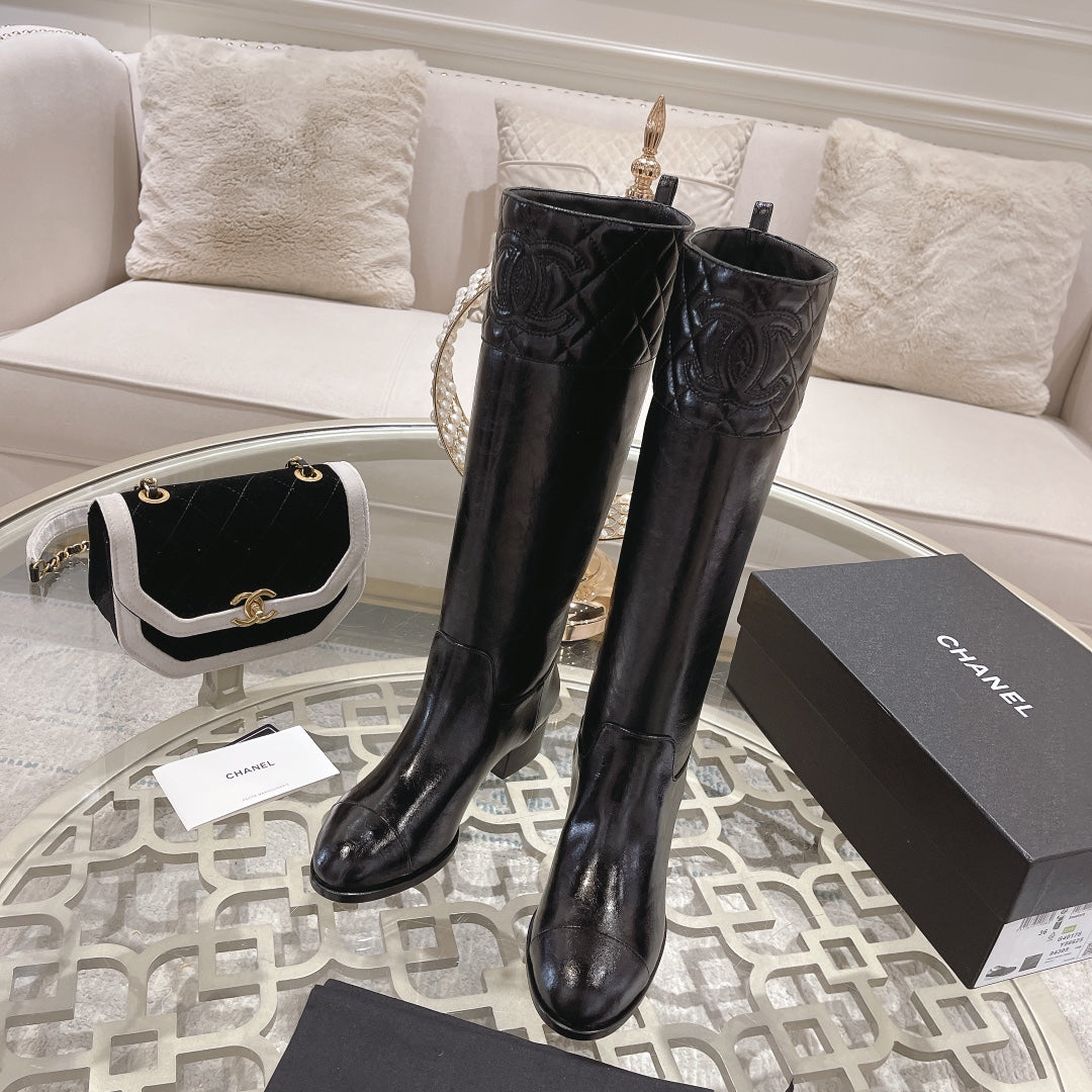 CC High Boots 35mm In Black Glossy Cowhide 943257